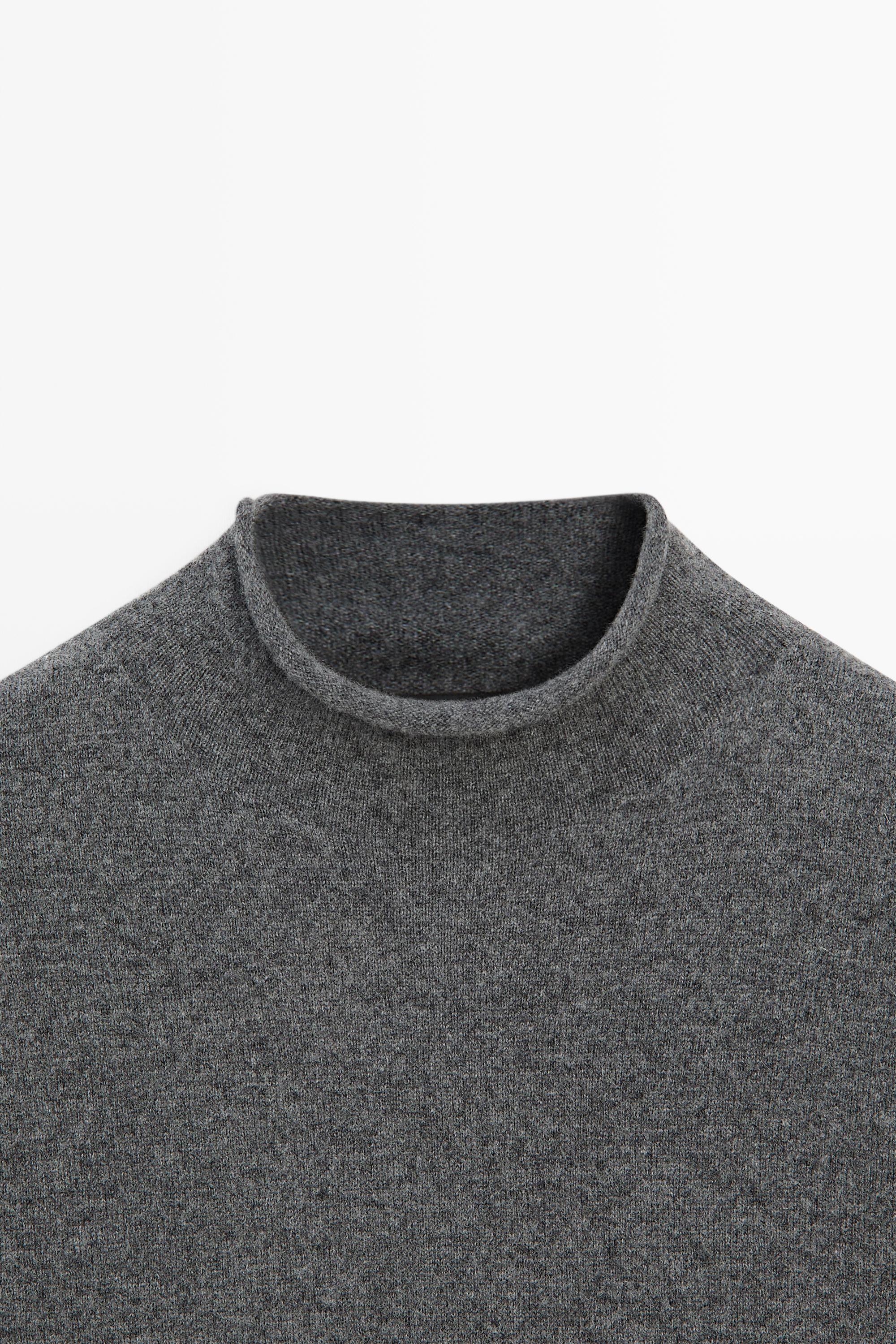 Pull en maille à col montant mélange de laine